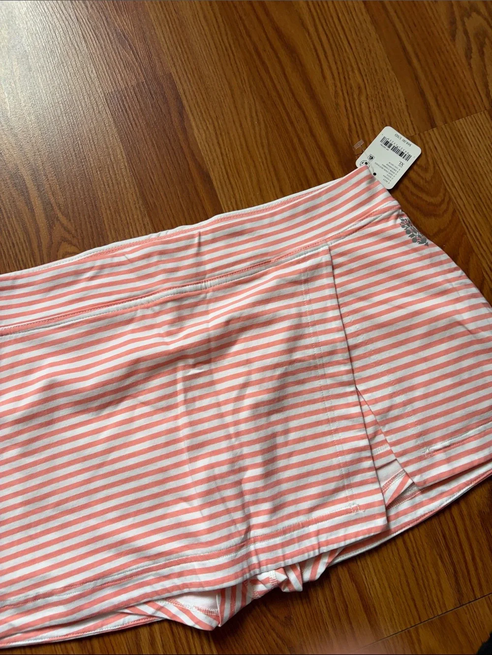Free People Pink and White Striped Swim Skort
